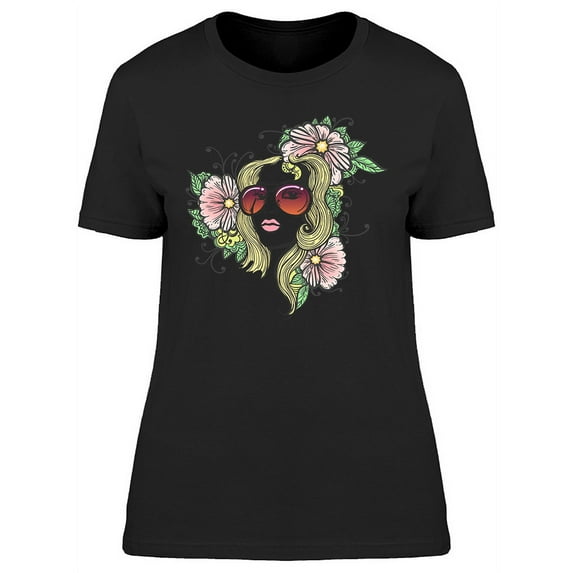 Long Haired Girl In Sun Glasses T-Shirt Women -Image by Shutterstock, Female Small