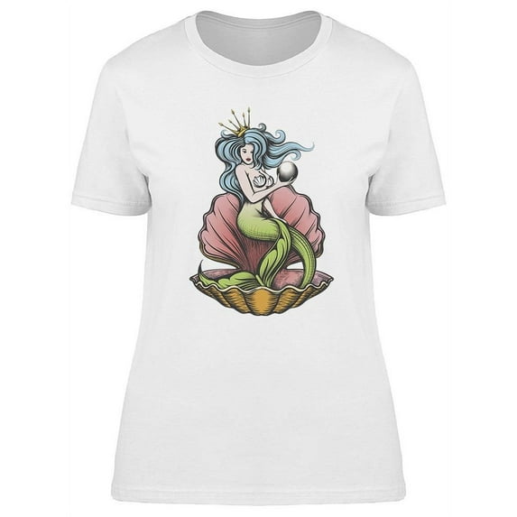 Long Haired Mermaid Tattoo T-Shirt Women -Image by Shutterstock, Female XX-Large