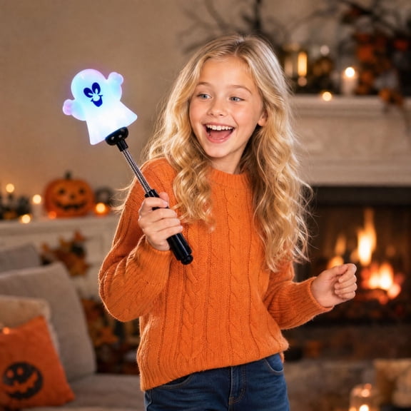 Long Halloween Glow Sticks Ghost Bulk Party, 1.77*9.44 In Plastic LED Handheld Light Up Wand, Flexible Bendable Tube, for Halloween Night Party Trick or Treat, Kids Party Favors