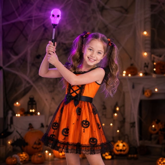 Long Halloween Glow Sticks Skull Bulk Party, 1.77*9.44 In Plastic LED Handheld Light Up Wand, Flexible Bendable Tube, for Halloween Night Party Trick or Treat, Kids Party Favors