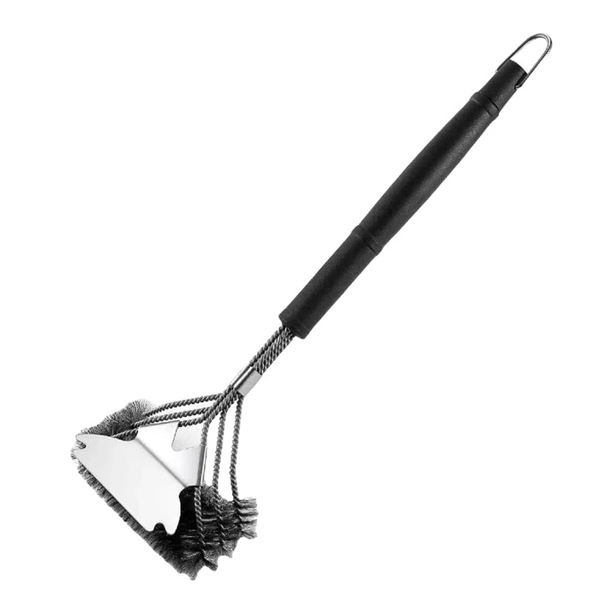 Long Handle BBQ Grill Cleaning Brush, Stainless Steel Wire Brush with Scraper Blade for Grill Grate, Barbecue Net, Oven Rack – Heavy Duty Outdoor Tool