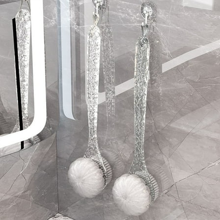 Long Handle Back Scrubber Brush with Soft & Firm Bristles | Body Exfoliator for Wet or Dry Brushing | Bathroom Shower Brush 15.75 Inch