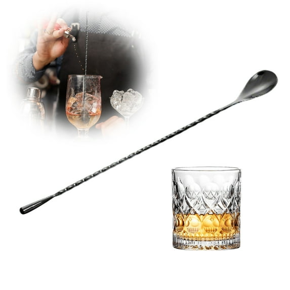 Long Handle Bar Spoon, Water Drop Spiral Design, Metal, for Coffee/Tea/Cocktails, Easy to Clean, Stylish