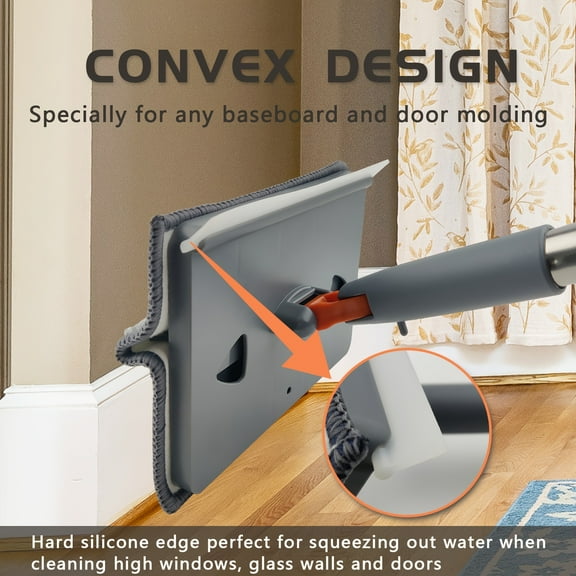 Long Handle Baseboard Cleaner - 6 Reusable Pads for Walls/Floors | Multi-Surface Tool for Bathroom, Kitchen & More | Ergonomic Design