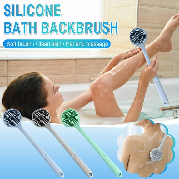 Long Handle Bath Brush with Soft Bristles and Massage Beads, Back Scrubber & Exfoliating Body Brush for Shower, Gentle Exfoliation for Smooth N & Improved Circulation, Ideal for Elderly &