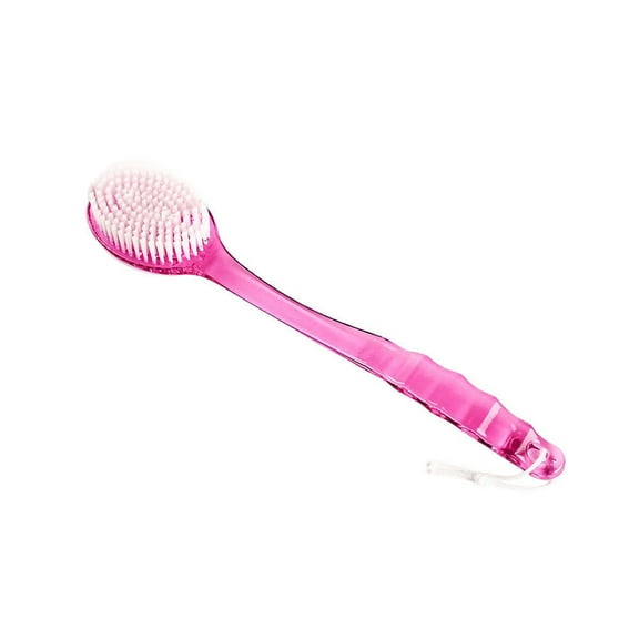 Long Handle Bath Brush With Soft Nylon Bristles, Back And Body Shower Scrub, Massage Particles, PS Handle, Easy Hang Loop, Deep Cleansing, Promote Circulation, 35 Cm, Green, Spa Bathroom Use