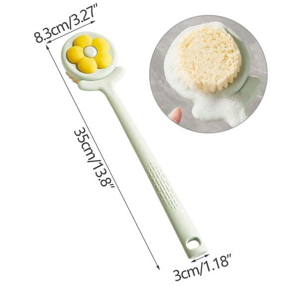 Long Handle Bath Brush with Soft Nylon Bristles, Double Sided Scrubber for Back and Shoulders, Enlarged Bath Ball for Rich Foaming and Gentle Exfoliation