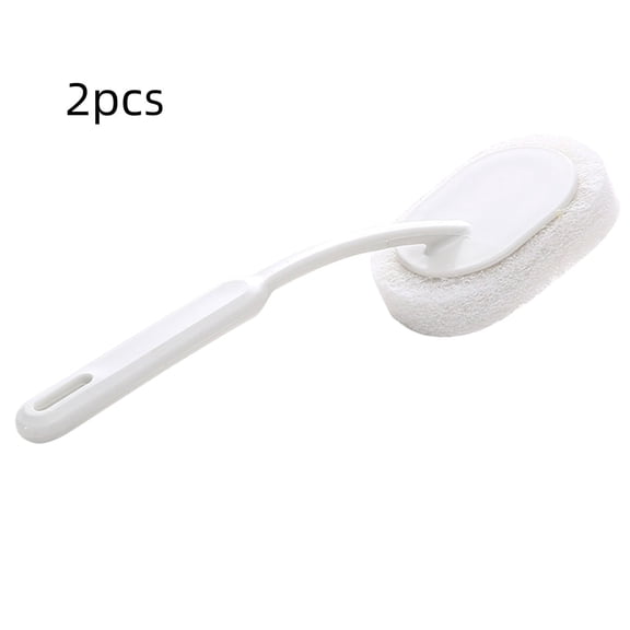 Long Handle Bathroom Cleaning Brush | Wall & Bathtub Scrubber | Floor Tile Sponge Brush with Comfortable Grip | 2-Pack Set