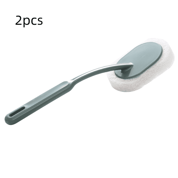 Long Handle Bathroom Cleaning Brush | Wall & Bathtub Scrubber | Floor Tile Sponge Brush with Comfortable Grip | 2-Pack Set