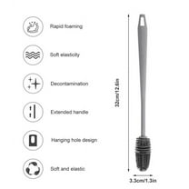 Long Handle Bottle Brush, 12.6 Inch Silicone Cup Cleaner, Flexible Scrubbing Brush, for Wine Glasses Water Bottles, 360° Cleaning, Hanging Hole, Durable TPR Material