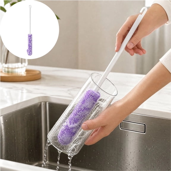 Long Handle Bottle Cup Cleaning Brush Dense Fiber Hanging Loop for Water Bottles Mugs Tumblers Glasses Home Holiday Kitchen Cleaning Tool Kit