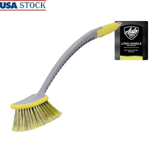 Long Handle Car Wash Brush Soft Bristle Wheel Fender Cleaning Tool 20" Ergonomic