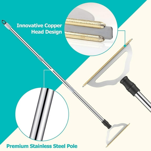 Long Handle Carpet Rake Pet Hair Remover Reusable Broom Scraper for Carpets Rugs Couch Furniture Home