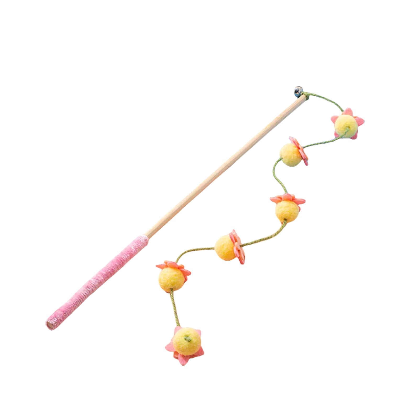Long Handle Cat Teaser Wand with Felt Ball, Bouncing Toy with Bell on ...