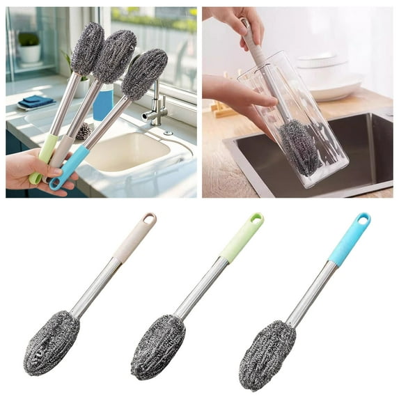 Long Handle Cleaning Brush for Kitchen Bathroom Dishwashing Pots Pans Stoves Grills Multipurpose Scrubber Durable Non- Design