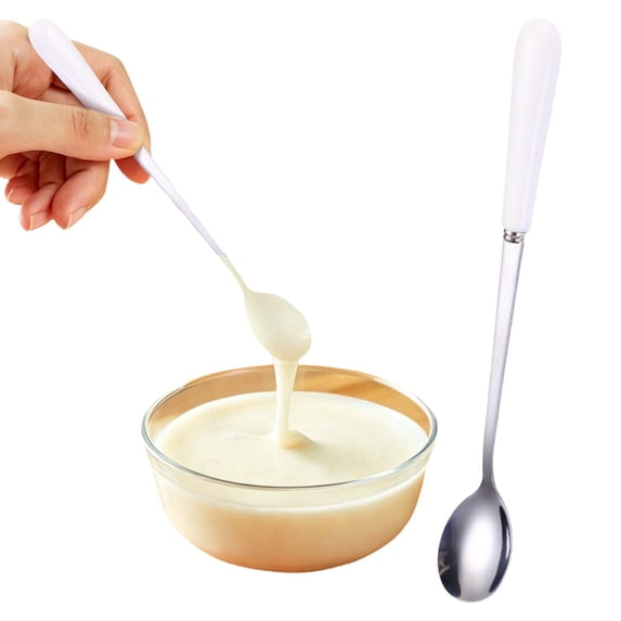 Long Handle Coffee Spoon Stainless Steel Iced Tea Spoon Dessert Stirring Spoon Ceramic Handle Mixing Spoon for Tall Glass Drinks 7 in