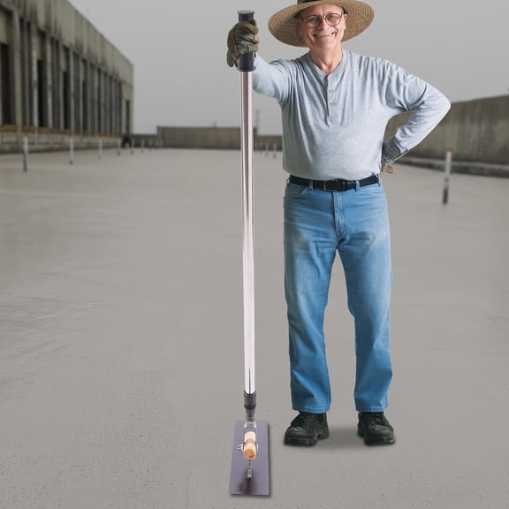 Long Handle Concrete Trowel Cement Surface Smoothing Tool w/ Finishing Shoes for Construction Sites, Roads