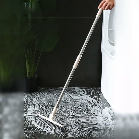 Long Handle Corner Scrubbing Brush with Stiff Bristles | V-Shaped Head for Window Tracks, Tile Grout & Crevice Cleaning | Telescoping Pole for High Areas & Hard Floors | 180° Rotating Brush Head