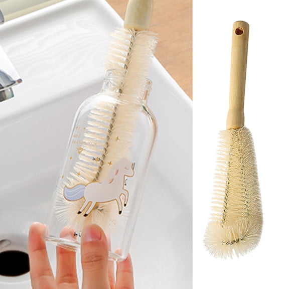 Long Handle Cup Brush Cleaner with Soft Nylon Bristles, L-Shaped 90 Degree Angle Bottle Cleaning Brush for Glass Ceramic Plastic Cups Vacuum Flask, Hanging Design Kitchen Tool