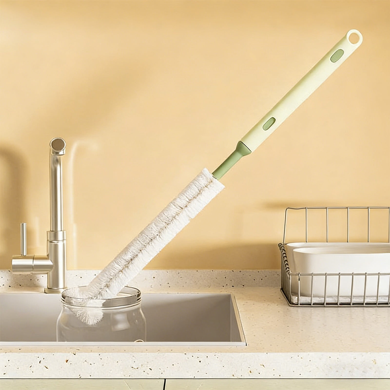 Long Handle Cup Brush, Stainless Steel Cleaning Brush for Bottles and ...