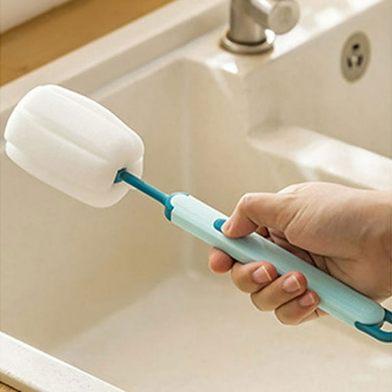 Long Handle Cup Cleaning Brush with Replaceable Sponge Head | 360-Degree Bottle Brush for Baby Bottles & Water Cups | Household Dishwashing Tool with Hanging Hook