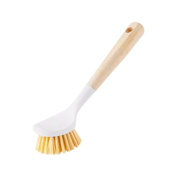 Long Handle Dish Brush & Pot Scrubber, Tough Bristles for Cast Iron, Skillets, Sinks & Stoves – Kitchen Cleaning Tool, By Niriyo