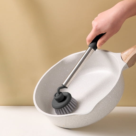 Long Handle Dishwashing Brush with Rotating Head for Pots Pans Kitchen Cleaning 1-Pack