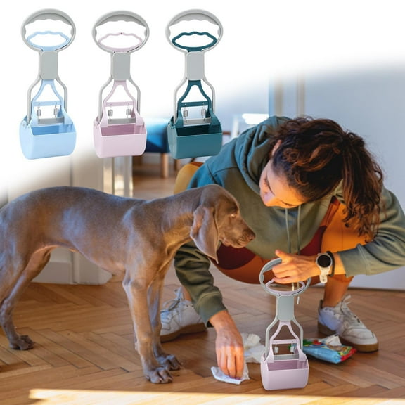 Long Handle Dog Poop Scooper with Bag Dispenser Pet Waste Cleaner Heavy Duty Durable Design for Easy Yard Cleanup, UKHBMC | Blue