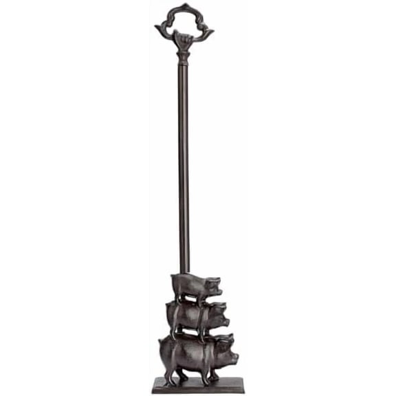 Long Handle Door Stoppers, Cast Iron Heavy Door Stop, Decorative Door Holder to Keep Door Open, Portable Tall Door Stopper, Funny Cute Animal Floor Door Stops for Home, Vintage Brown (Pigs Family)