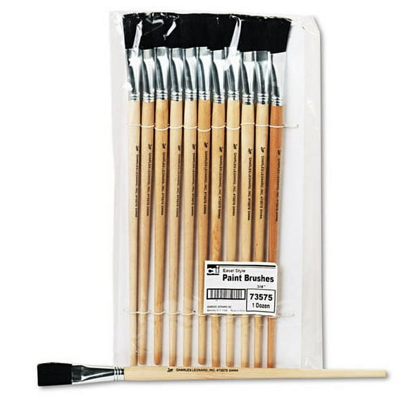 Long Handle Easel Brush, Size 18, Natural Bristle, Flat Profile, 12/pack | Bundle of 2 Dozen