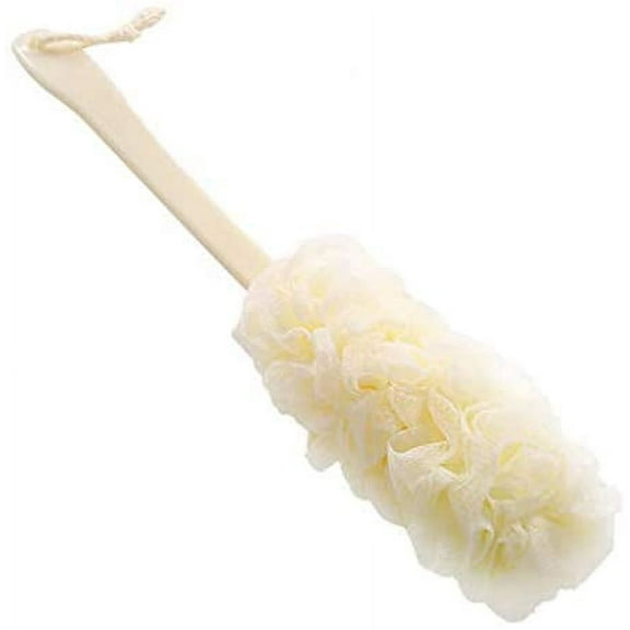 Long Handle Exfoliating Loofah, Shower Sponge, Body Scrubber, Shower Puff, Back Brush, Back Scrubber, Bath Mesh Sponge, Loofah, Back Scrubber, Shower Loofah, Bath Brush Long Handle (Cream)