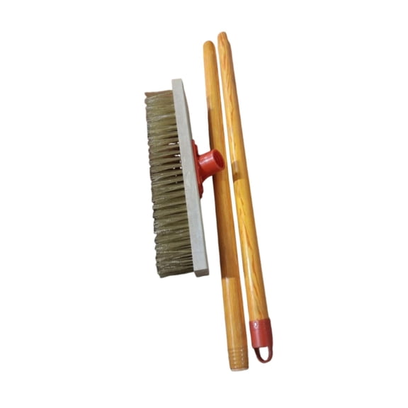 Long Handle Floor Brush Copper Plated Wire Deck Scrub Brush Heavy Duty Material for Garage Patio Concrete Cleaning