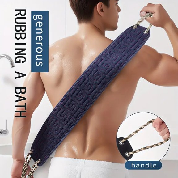 Long Handle Friction Exfoliating Back Scrub Towel, Ergonomic Battery-Free Shower Tool with Durable Rough Texture for Deep Skin Cleansing & Daily Personal Hygiene
