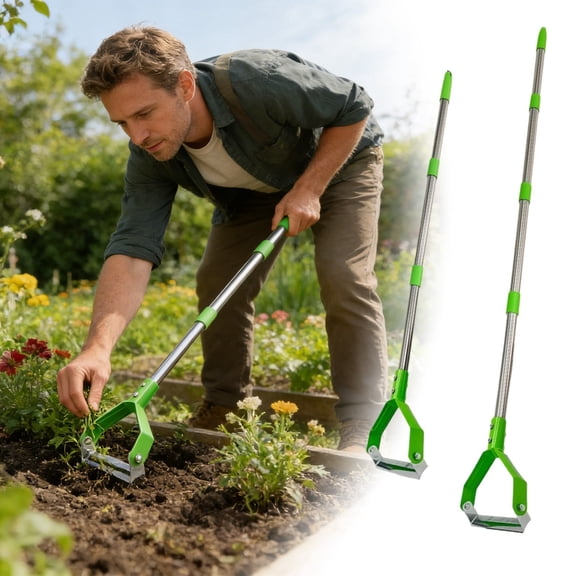 Long Handle Garden Hoe Robust Metal Hand Weeder Adjustable Weeding Loop Hoe For Lawn Vegetable Soil(Light Green-125Cm)