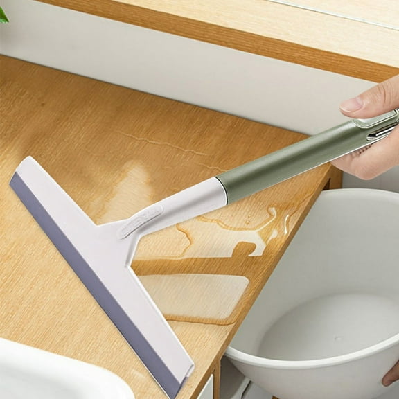 Long Handle Glass Scraper & Squeegee for Windows & Tiles | 360° Rotating Head for Streak-Free Cleaning | 1-Piece Manual Cleaning Tool