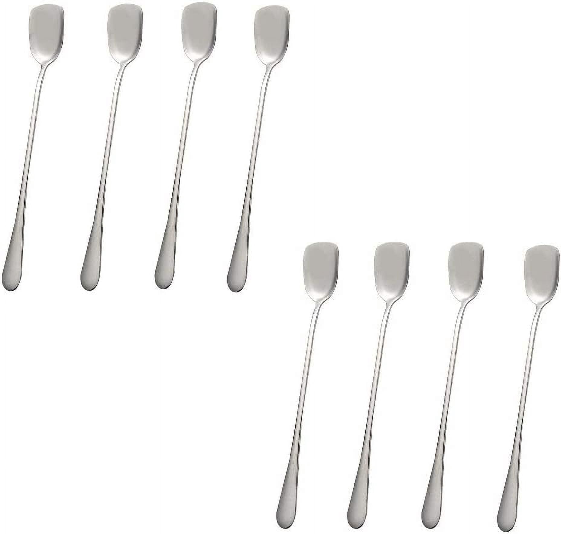Long Handle Ice Cream Spoon Sets, COMIART Stainless Steel Flat Head ...