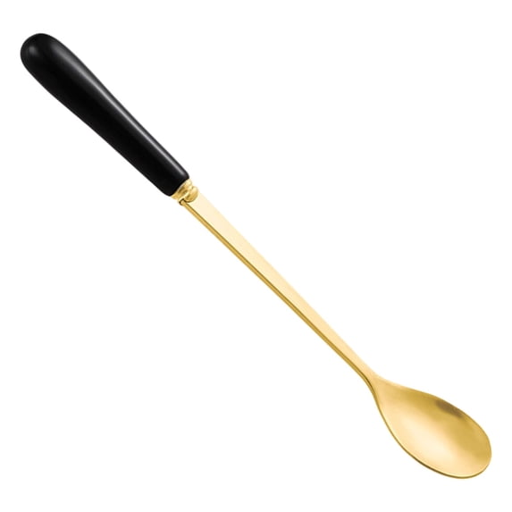 Long Handle Iced Tea Spoon, Ice Cream Spoon, Long Coffee Spoons, 17.5cm Long Handle Ice Spoons – Multicolor Ceramic Handle Coffee Stirring Spoons for Tea, Ice Cream, Desserts(Gold)