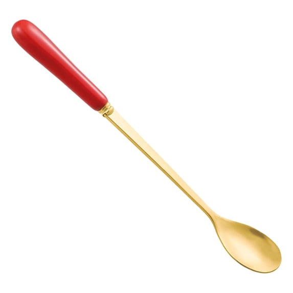 Long Handle Iced Tea Spoon, Ice Cream Spoon, Long Coffee Spoons, 17.5cm Long Handle Ice Spoons – Multicolor Ceramic Handle Coffee Stirring Spoons for Tea, Ice Cream, Desserts(Gold)