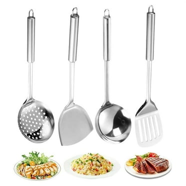 Long Handle Kitchen Spatula 4pcs Set New Stainless Turners Heat Cooking Utensil Set For Kitchen Cooking Flipping Egg Pancake Cookware