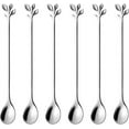 thumbnail image 1 of Long Handle Leaf Teaspoons set, 6 Pcs Stainless Steel Coffee stirring spoon, 1 of 8