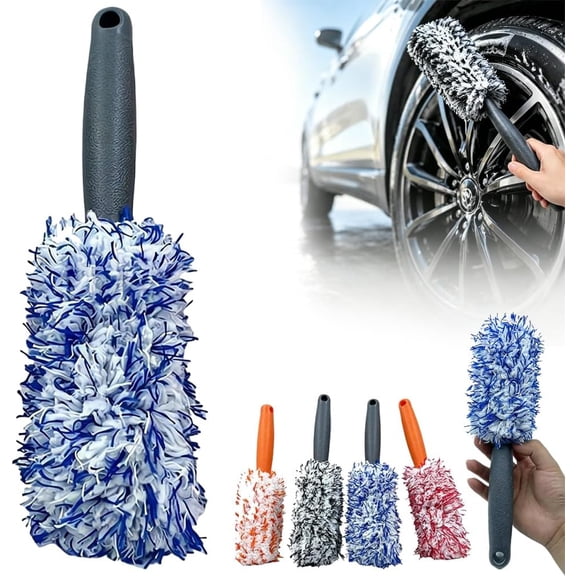 Long Handle Microfiber Wheel Brush Multipurpose Cleaning Tool For Car Rim Interior Maintenance