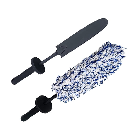 Long Handle Microfiber Wheel Brush, Soft Bristle Rim Cleaner, Detailing Tool for Car Wheels, Tires, Rims, No-Scratch, Washable, Multipurpose - 15.75"
