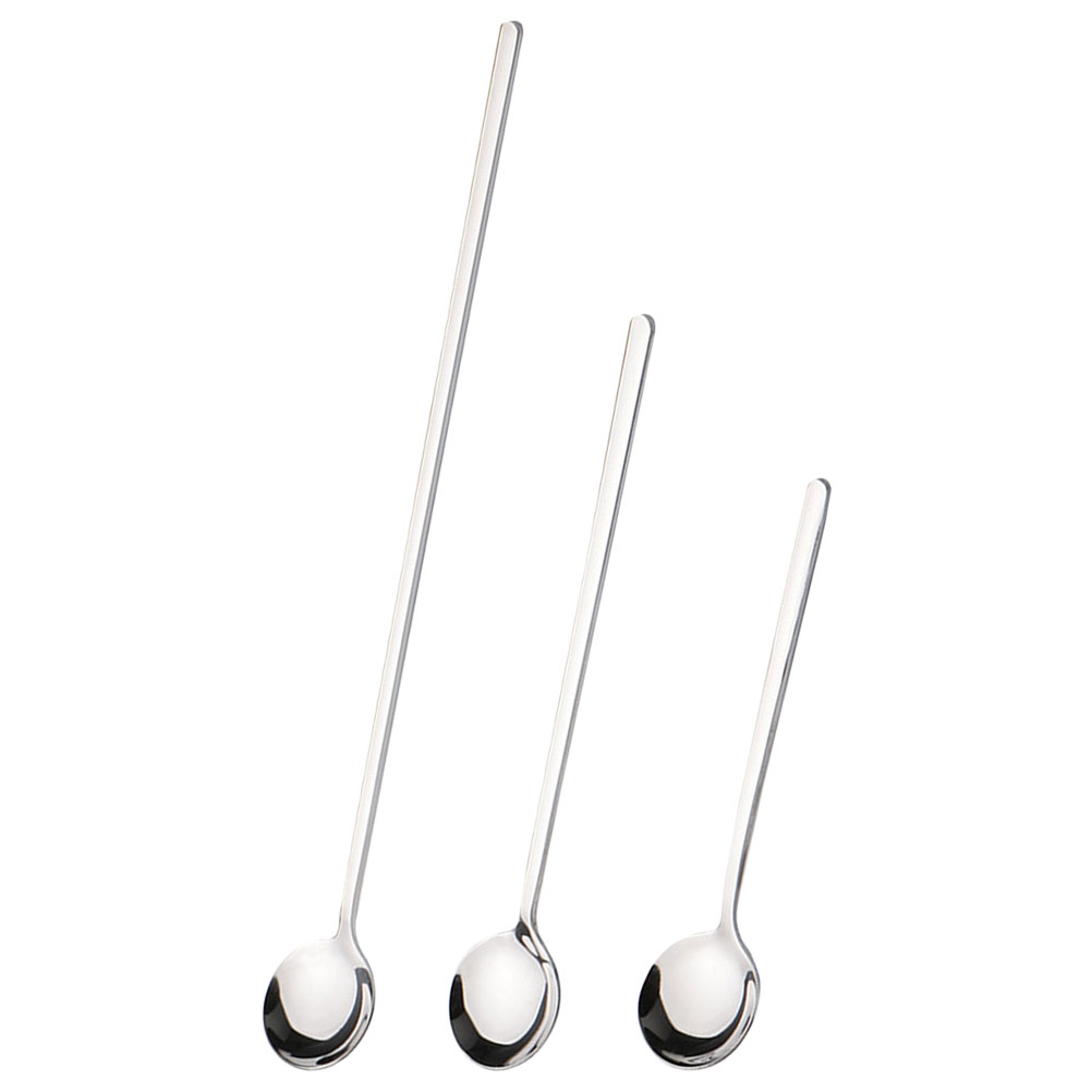 Long Handle Mixing Spoon 3 Pcs Household Coffee Spoons Espresso Stirrer Mini Stainless Steel