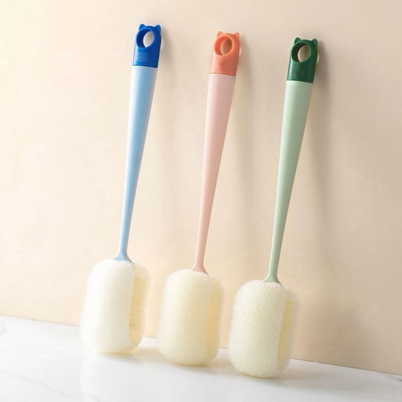 Long Handle Natural Loofah Cup Brush, Eco-friendly Loofah Pulp Bottle Scrub Brush, Cleaning Brush for Washing Cups Mugs Bottles, Kitchen Dish Brush for Water Bottles Tumblers, Green