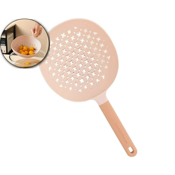 Long Handle Plastic Colander, Multipurpose Noodle Drainer Spoon, Colorful Vegetable Mesh Strainer for Kitchen Use