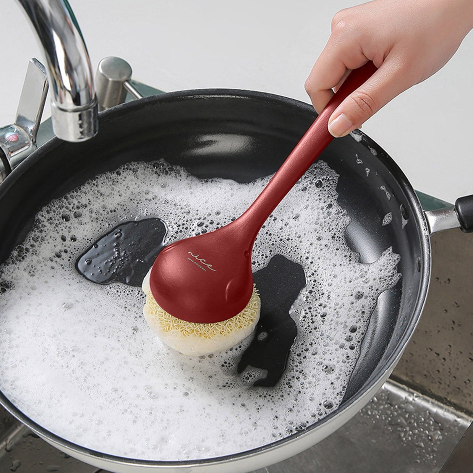 Long Handle Pot Scrub Wash Dishes Brush Kitchen Wash Pot Clean Ball ...