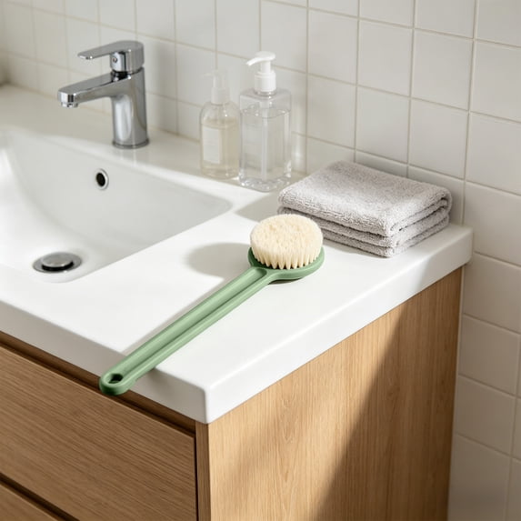 Long Handle Shower Brush for Back Exfoliating - Soft Bristle Bath Brush for Body Cleansing, Daily Skin Care, and Scrubbing - Extended Reach Back Scrubber - 1 Pack