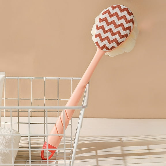 Long Handle Shower Brush | Back Scrubber with Soft Bristles | Gentle Exfoliating Body Brush for Men & Women | Pink or Green | 13.98 Inch Length