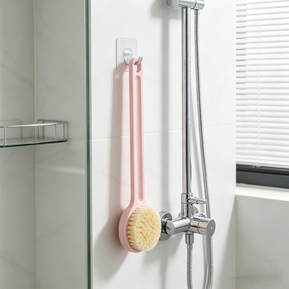 Long Handle Shower Brush for Exfoliating - Soft Bristle Bath Brush with Extended Reach - Body Scrubber for Back Cleaning - Daily Body Care Tool for Men Women - Bathroom Shower Accessory - 14 Inch