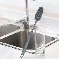 Long Handle Silica Gel Cup Brush, 18-Inch Bottle Cleaning Brush for Baby Bottles, Tall Tumblers, Kettles and Narrow Mugs, Multi-Purpose Scrub Brush with Ergonomic Grip